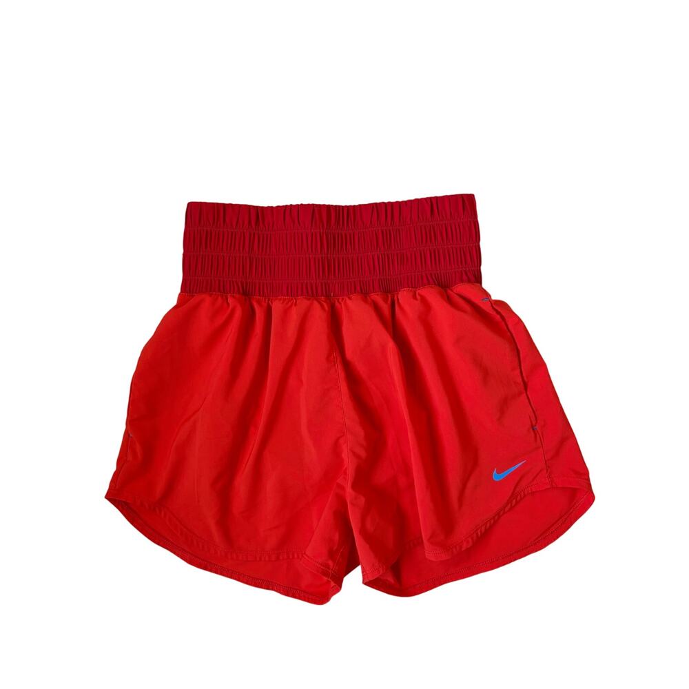 Nike Dri-FIT One Ultra High-Waisted 3" Brief-Lined Shorts (Orange / Picante) - M